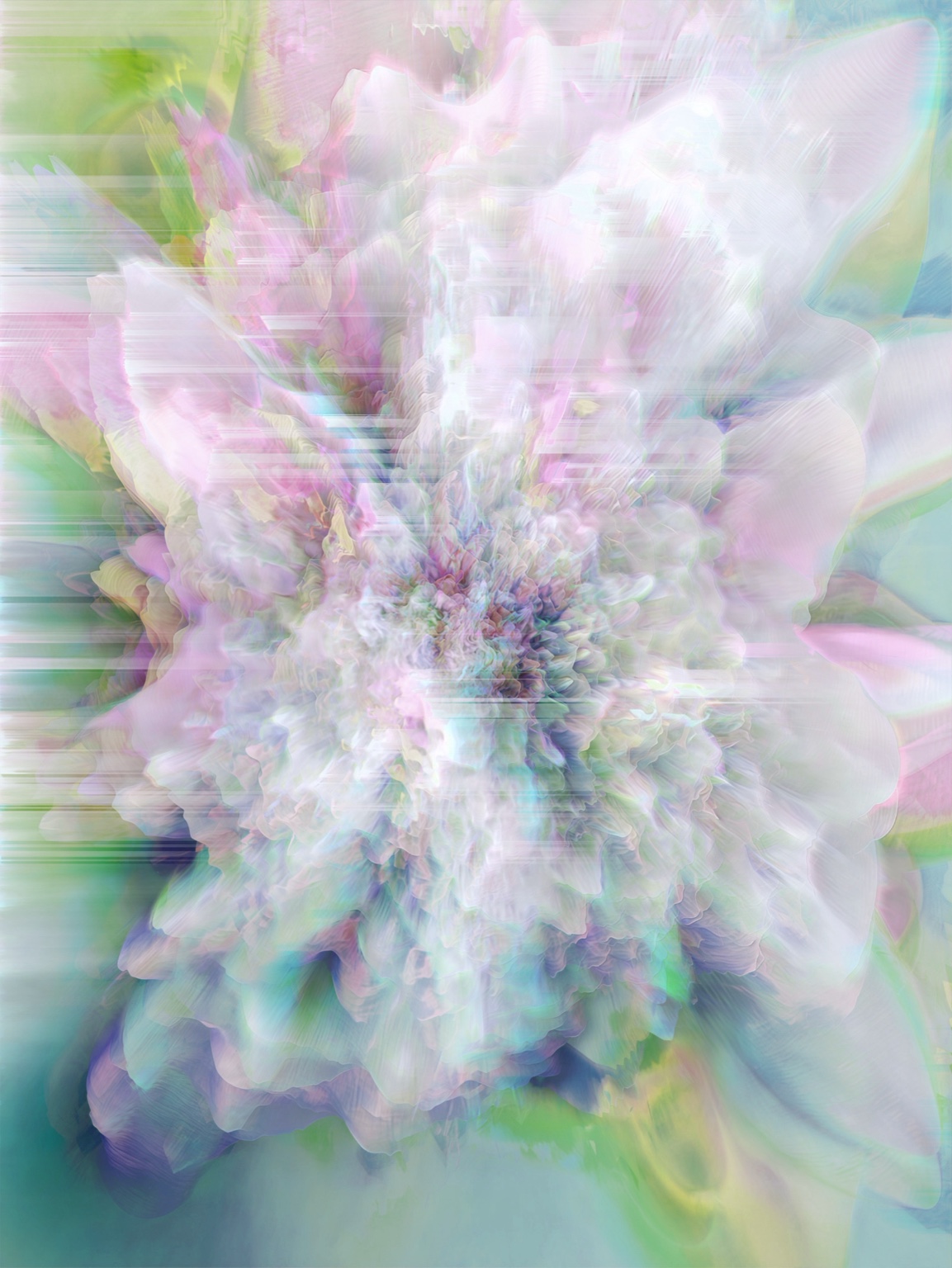 Afterimage / Bloom XI, pastel pink and mint bloom