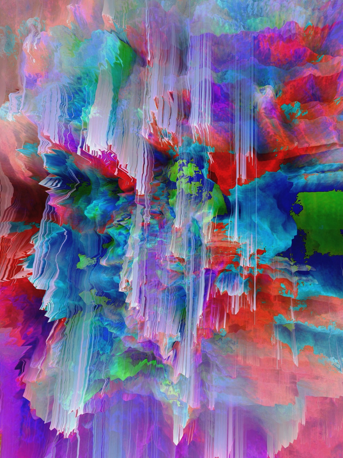 Afterimage / Bloom XII, cyan red and violet abstract bloom