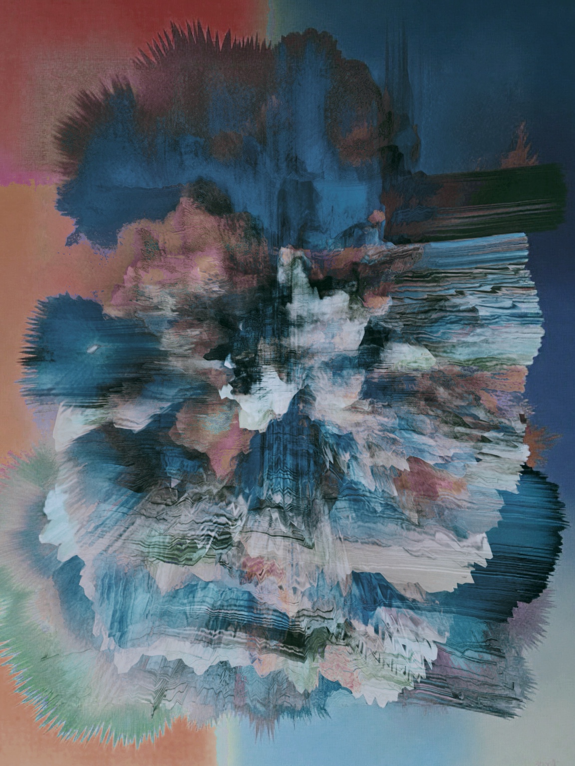 Afterimage / Bloom XIII, muted blue white and peach bloom