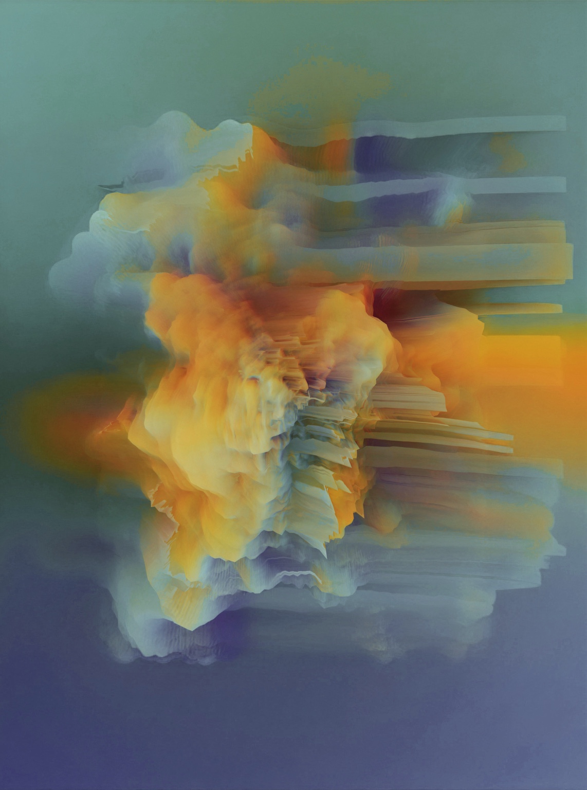 Afterimage / Bloom XIV, yellow bloom with horizontal trails